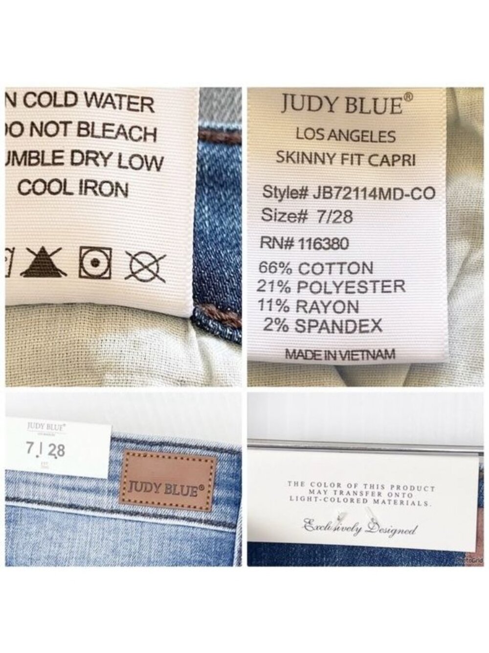 Judy Blue Mid Rise Cuffed Skinny Jeans 28 New - Picture 6 of 9